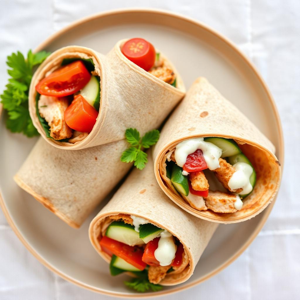 Volkoren wraps met kip en verse groenten